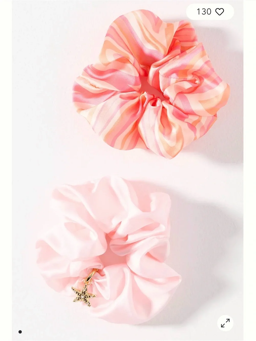 Anthropologie Frasier Sterling Satin Scrunchies, Set of 2. NWT